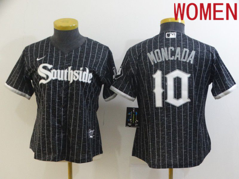 Women Chicago White Sox #10 Moncada City Edition Black Game Nike 2021 MLB Jersey